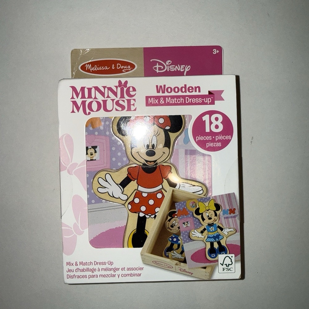 Melissa & Doug Disney Minnie Mouse Wooden Mix & Match Dress-Up Puzzle 18pc NEW